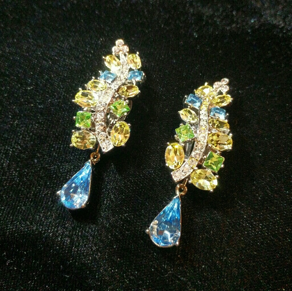 Joan Rivers Crystal Feather Earrings with Drop